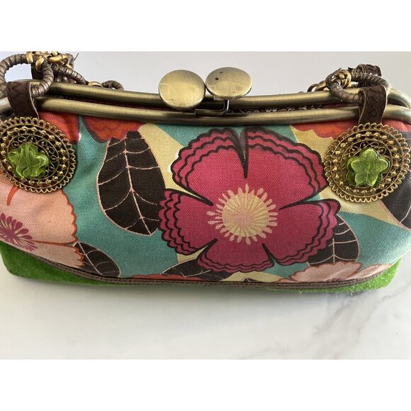 Vtg Mary Frances Handcrafted Embellished Satchel Purse With Faux Gemstones & Flo - Picture 9 of 16